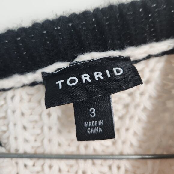 Torrid Striped V-Neck Tie Knit Sweater Womens Plus Size 3x - Picture 3 of 4